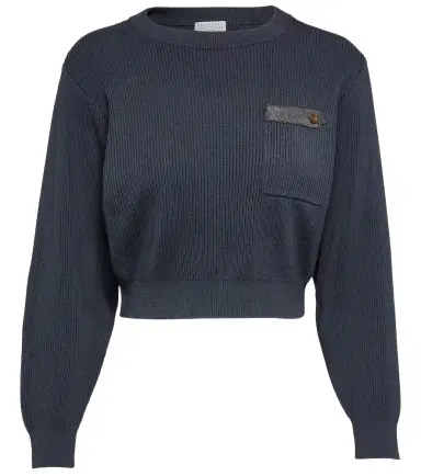 Brunello Cucinelli Cropped ribbed-knit cotton sweater | Thumbnail 1