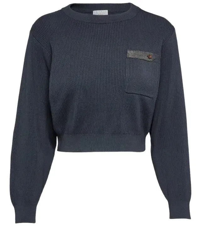 Brunello Cucinelli Cropped ribbed-knit cotton sweater