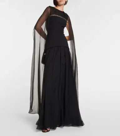 Safiyaa Gloria silk and crêpe gown | Thumbnail 5