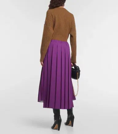 Plan C Pleated jersey midi skirt | Thumbnail 3