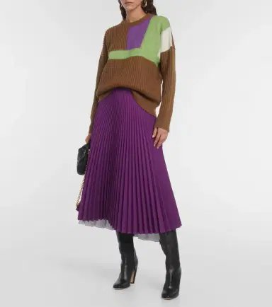 Plan C Pleated jersey midi skirt | Thumbnail 5