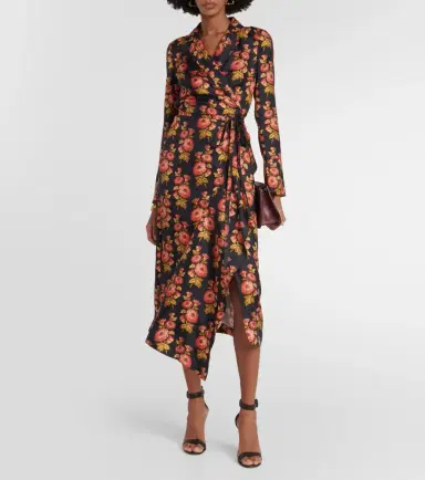 Etro Floral silk twill midi wrap dress | Thumbnail 4