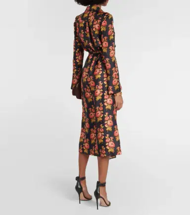 Etro Floral silk twill midi wrap dress | Thumbnail 5