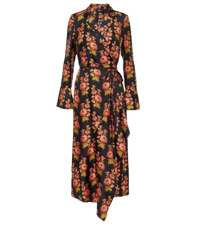 Etro Floral silk twill midi wrap dress
