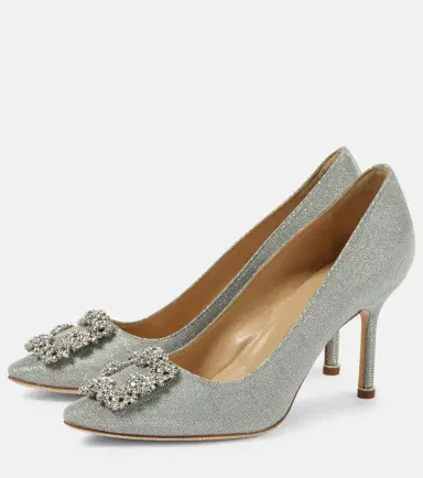 Manolo Blahnik Hangisi 90 embellished glitter pumps | Thumbnail 3