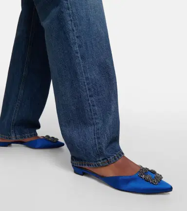 Manolo Blahnik Hangisimuflat embellished satin mules | Thumbnail 2 Manolo Blahnik Hangisimuflat embellished satin mules | Thumbnail 2