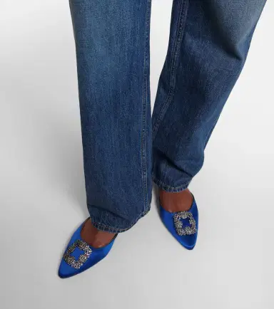 Manolo Blahnik Hangisimuflat embellished satin mules | Thumbnail 4 Manolo Blahnik Hangisimuflat embellished satin mules | Thumbnail 4