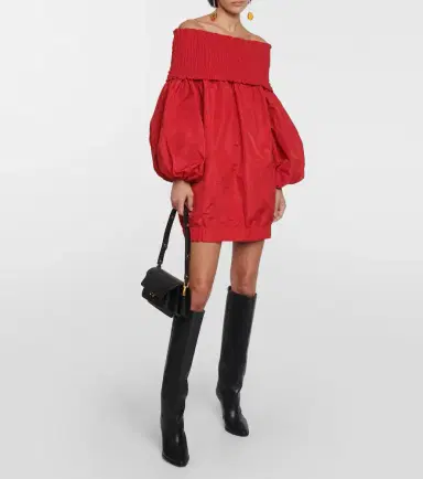 Patou Smocked off-shoulder crêpe minidress | Thumbnail 2