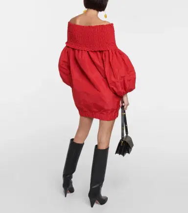Patou Smocked off-shoulder crêpe minidress | Thumbnail 4