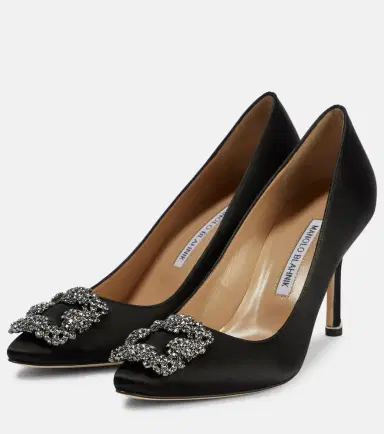 Manolo Blahnik Hangisi 90 embellished satin pumps | Thumbnail 6