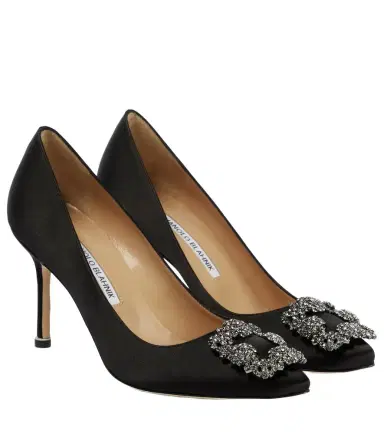 Manolo Blahnik Hangisi 90 embellished satin pumps | Thumbnail 1