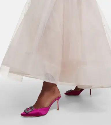Manolo Blahnik Hangisimu 70 embellished satin mules | Thumbnail 2