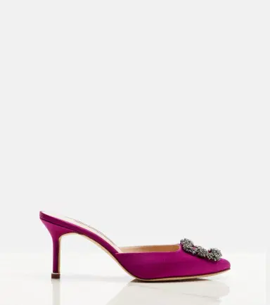 Manolo Blahnik Hangisimu 70 embellished satin mules | Thumbnail 5