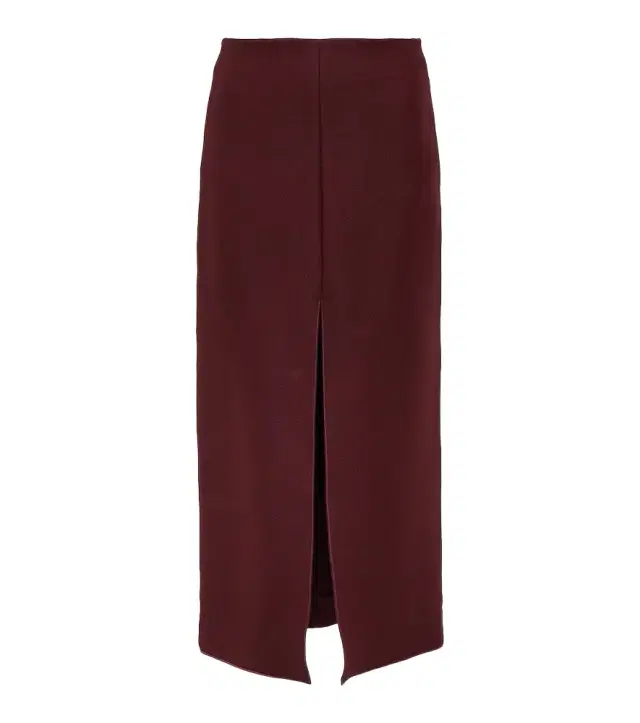 Patou Front-slit wool-blend midi skirt
