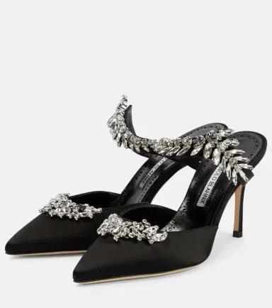 Manolo Blahnik Lurum 90 embellished satin mules | Thumbnail 7