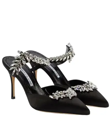 Manolo Blahnik Lurum 90 embellished satin mules | Thumbnail 1