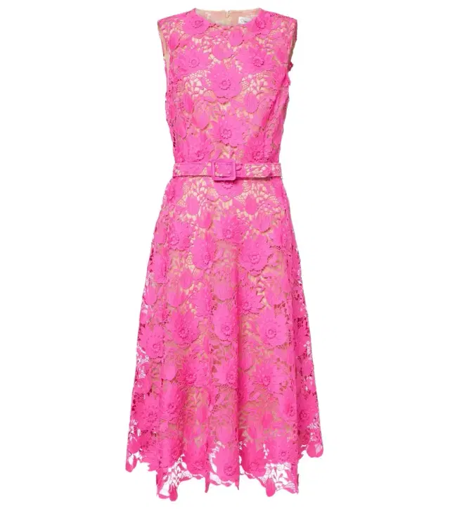 Oscar de la Renta Floral lace midi dress