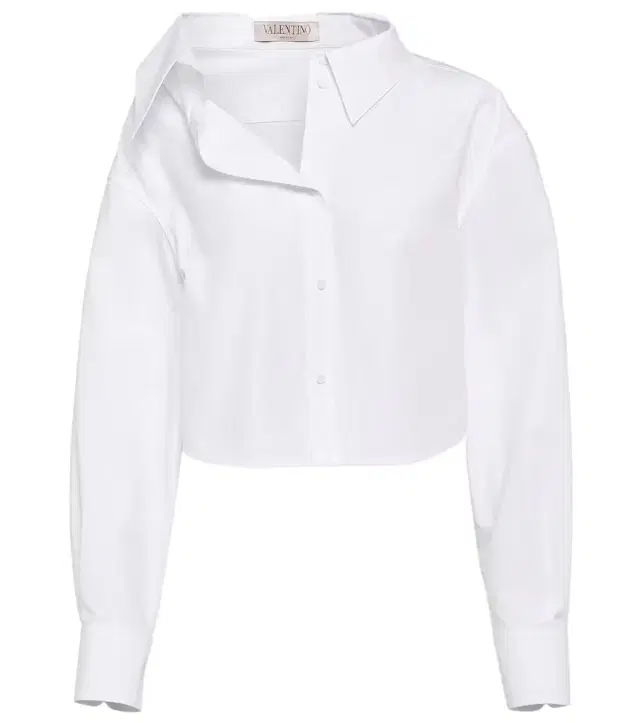 Valentino Asymmetric cropped cotton shirt
