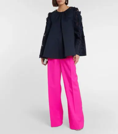 Oscar de la Renta Pleated high-rise wool and mohair pants | Thumbnail 2