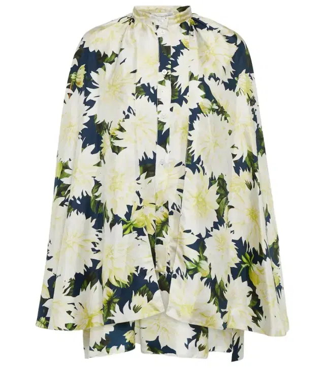 Oscar de la Renta Floral cotton-blend blouse