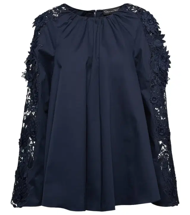 Oscar de la Renta Lace-detail cotton blouse