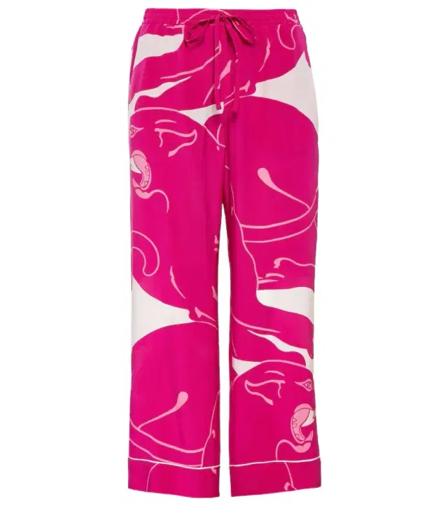 Valentino Panther crêpe de chine pants