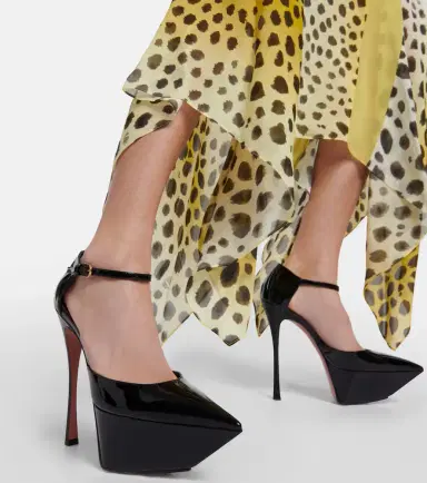 Amina Muaddi Angelica patent leather platform pumps | Thumbnail 3