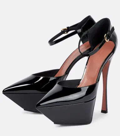 Amina Muaddi Angelica patent leather platform pumps | Thumbnail 4