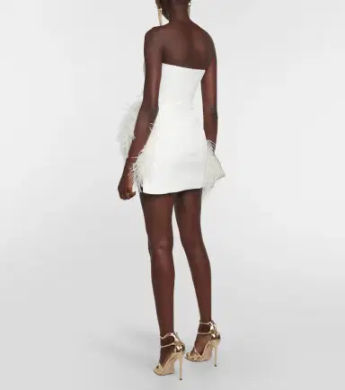 David Koma Bridal feather-trimmed cady minidress | Thumbnail 2