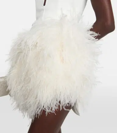 David Koma Bridal feather-trimmed cady minidress | Thumbnail 3