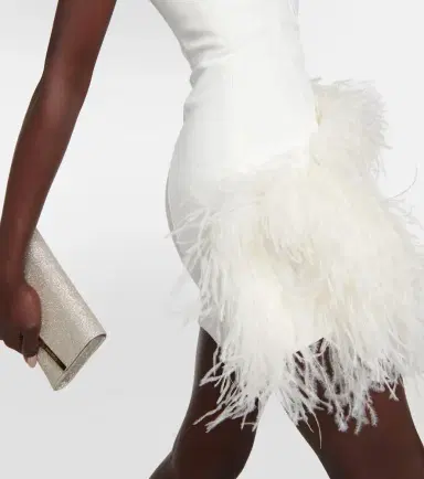 David Koma Bridal feather-trimmed cady minidress | Thumbnail 4