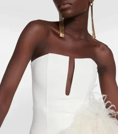 David Koma Bridal feather-trimmed cady minidress | Thumbnail 6