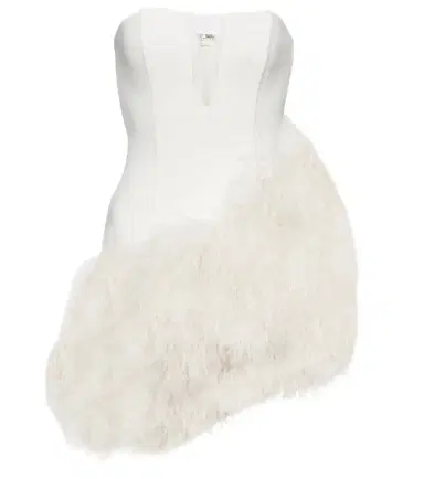 David Koma Bridal feather-trimmed cady minidress | Thumbnail 1