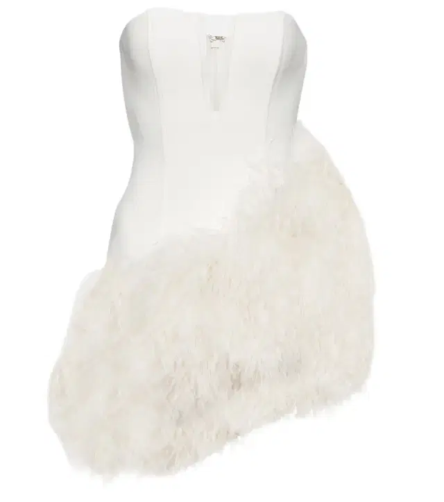 Bridal feather-trimmed cady minidress