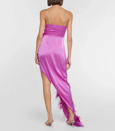 David Koma Feather-trimmed asymmetric gown | Thumbnail 2