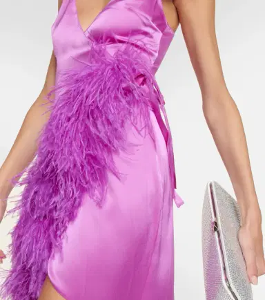 David Koma Feather-trimmed asymmetric gown | Thumbnail 5