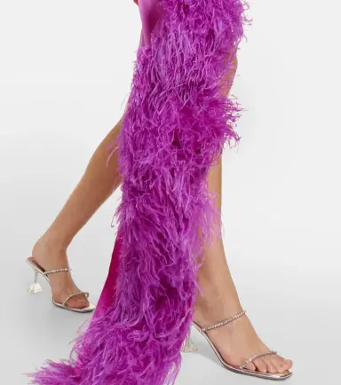 David Koma Feather-trimmed asymmetric gown | Thumbnail 6