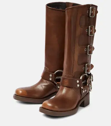 Miu Miu Studded leather knee-high boots | Thumbnail 6