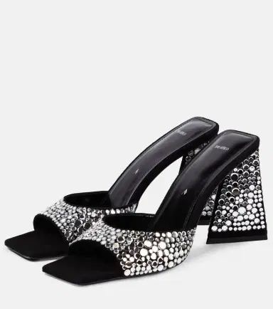 The Attico Mini Devon 85 embellished suede mules | Thumbnail 4
