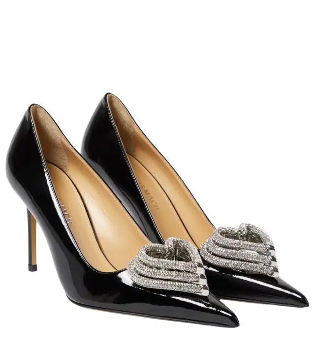Mach & Mach Triple Heart patent leather pumps