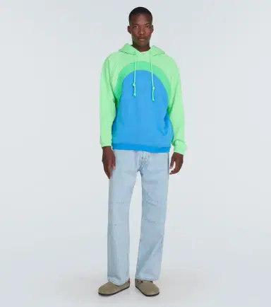 ERL Rainbow bouclé trimmed cotton hoodie | Thumbnail 2