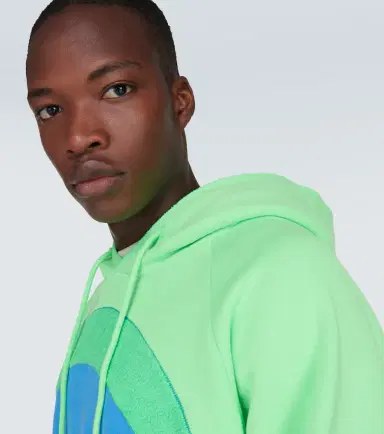 ERL Rainbow bouclé trimmed cotton hoodie | Thumbnail 3