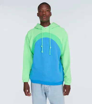 ERL Rainbow bouclé trimmed cotton hoodie | Thumbnail 4