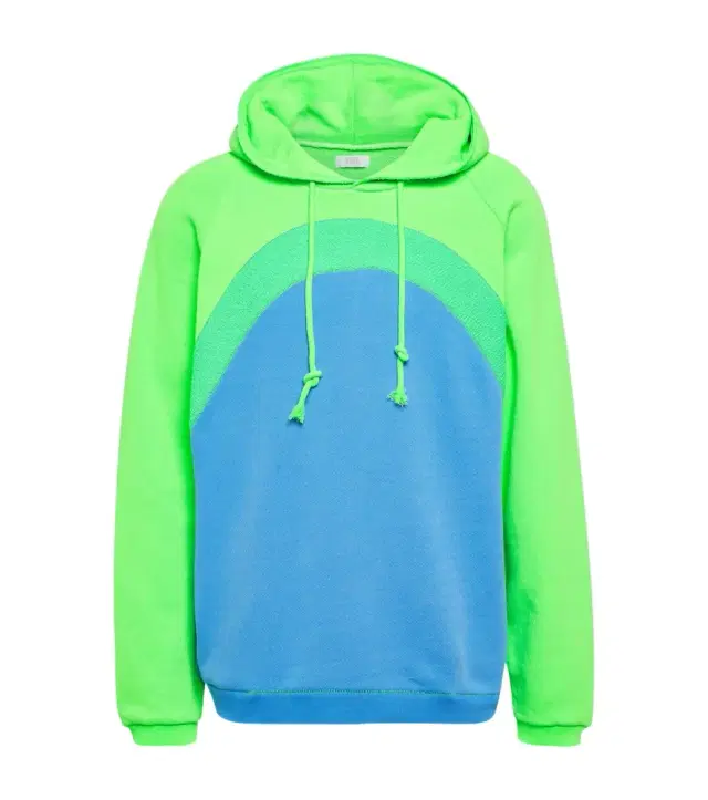 ERL Rainbow bouclé trimmed cotton hoodie