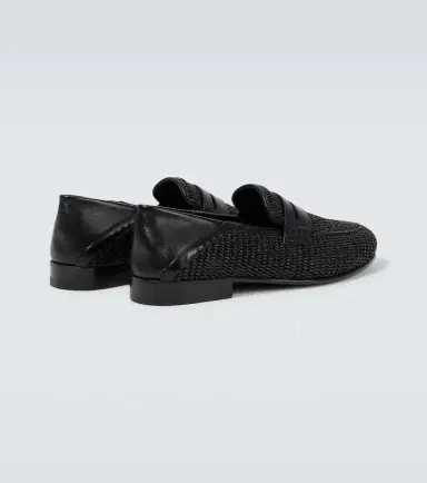 Manolo Blahnik Padstow raffia and leather loafers | Thumbnail 2