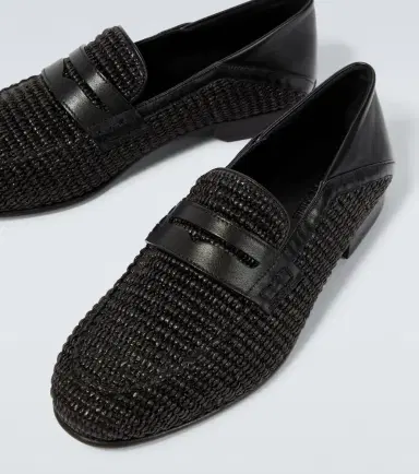 Manolo Blahnik Padstow raffia and leather loafers | Thumbnail 3