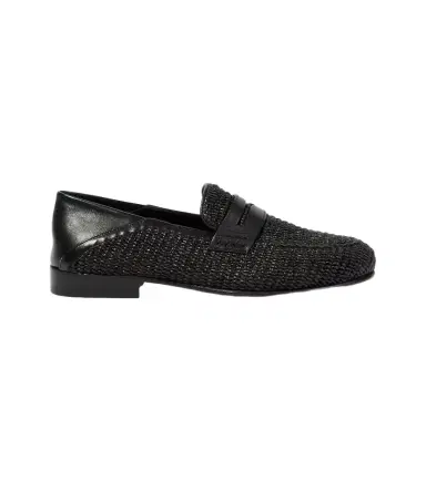 Manolo Blahnik Padstow raffia and leather loafers | Thumbnail 1