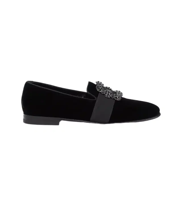 Manolo Blahnik Carlton embellished velvet loafers
