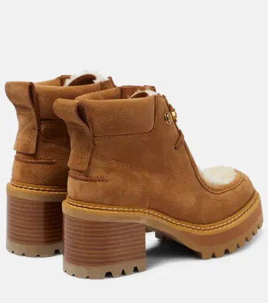 See By Chloé See By Chloé Shearling-trimmed suede ankle boots | Thumbnail 2