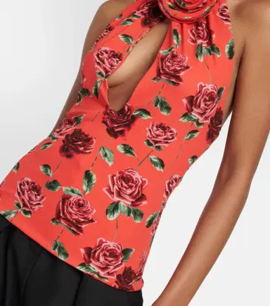 Magda Butrym Floral-appliqué cutout halterneck top | Thumbnail 2